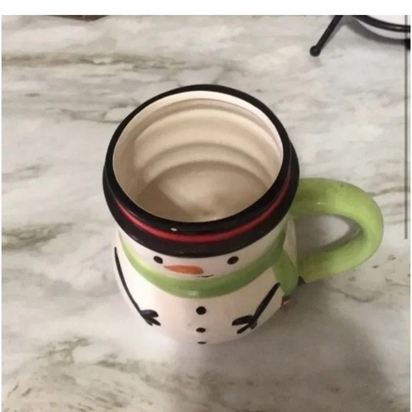 🪞 Holiday winter season snowman decorated coffee mug cup in ivory multi - Picture 4 of 5